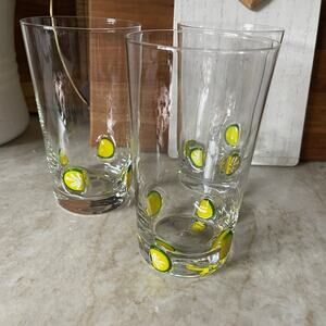 Set of 3 glasses with blown glass lemons New